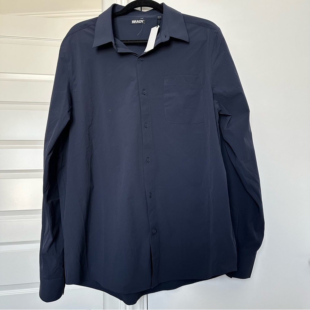 Brady Navy Blue Button Down Shirt Size XL